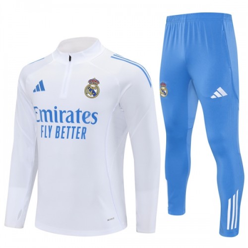 Real Madrid Sweat d'Entraînement Quarter-Zip 2025-26 Blanche Real Madrid Sweat d'Entraînement Quarter-Zip 2025-26 Blanche